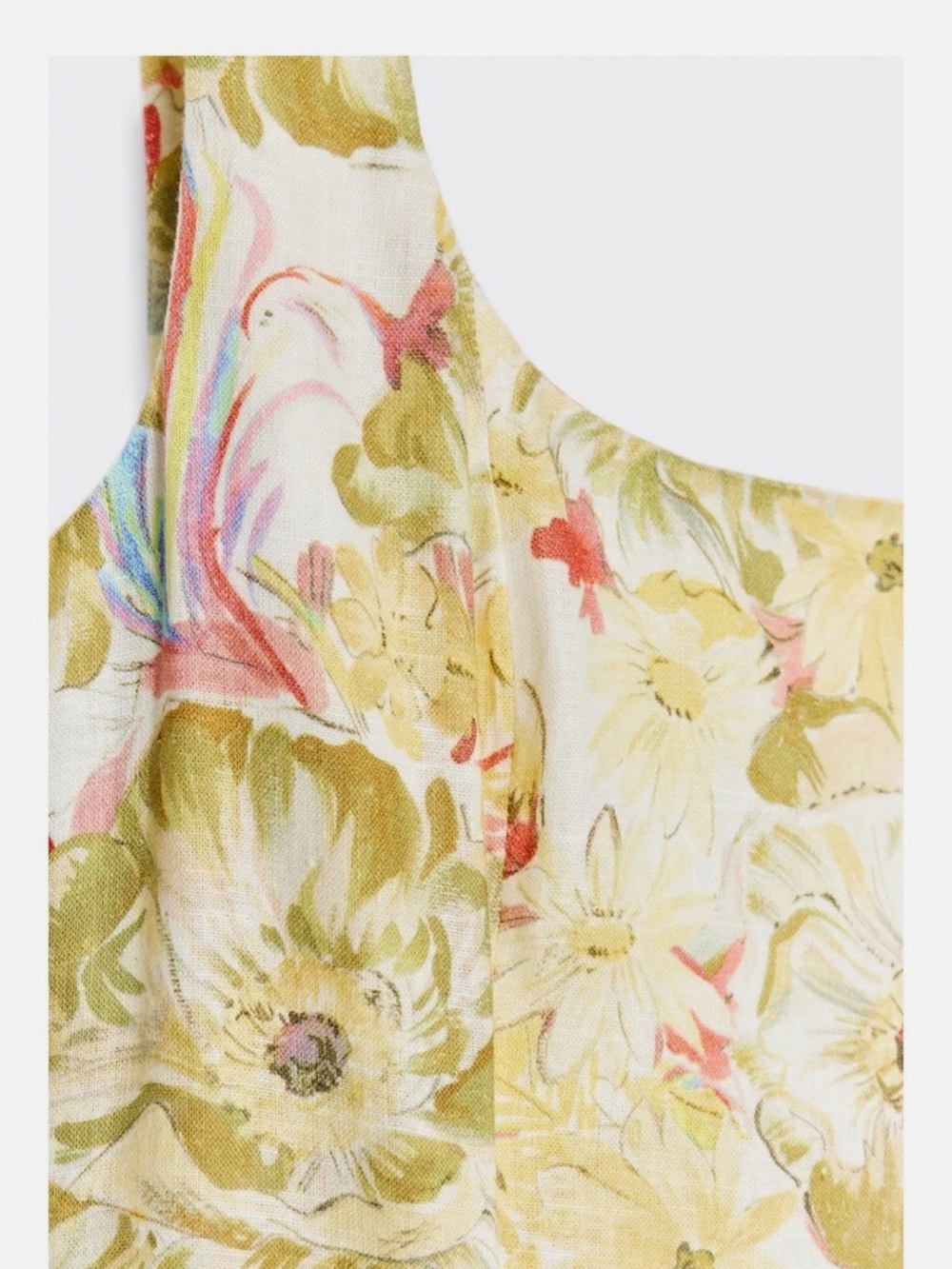 NWT Zara Linen Blend Yellow Dress ZW Collection Floral Wedding Guest M - Picture 7 of 16